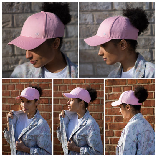 Satin-Lined Dusty Pink Ponytail Cap