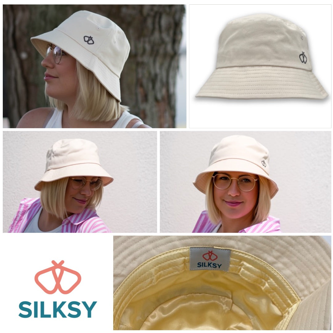 Satin-Lined Cream Bucket Hat