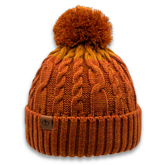 Satin-Lined Burnt Orange & Orange Bobble Hat