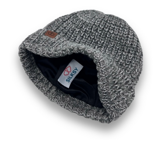 Satin-Lined Grey Beanie
