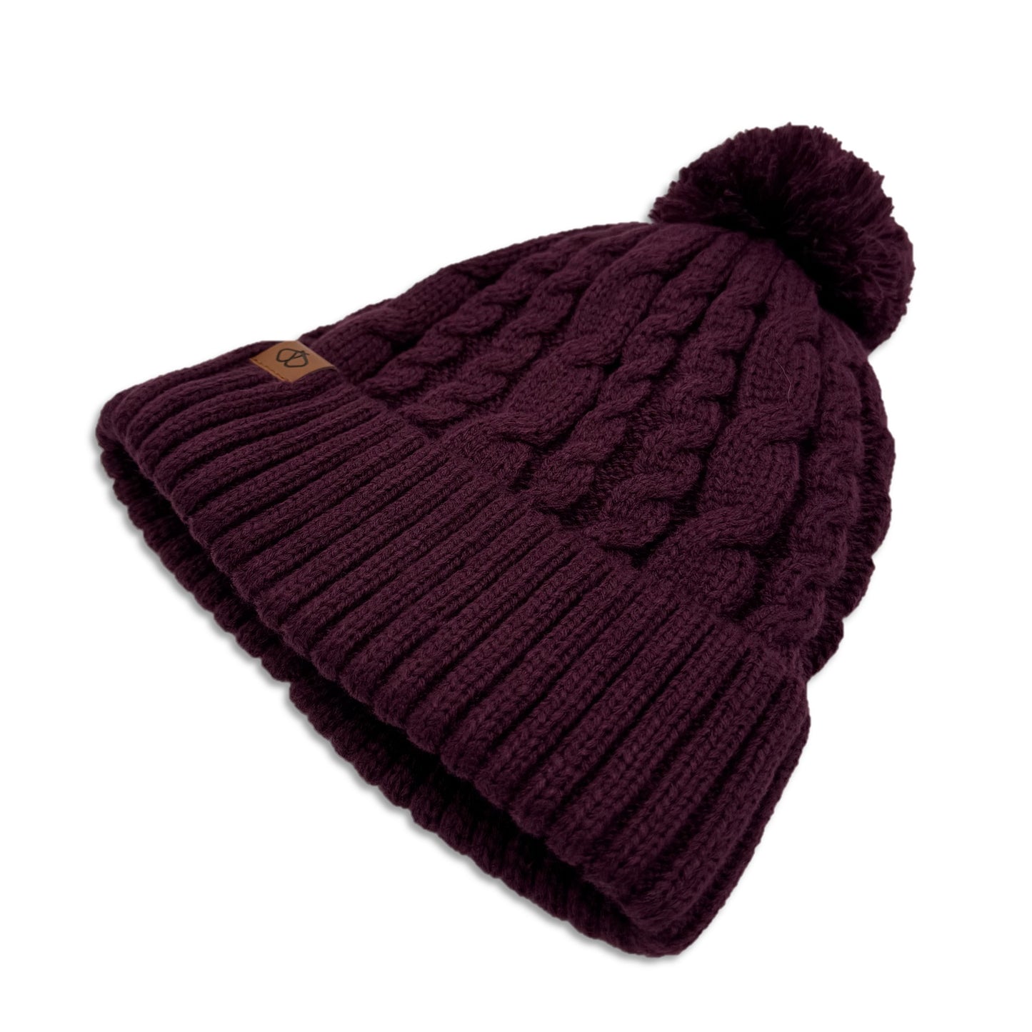 Satin-Lined Plum Bobble Hat