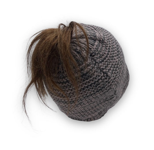 Satin-Lined Ponytail Beanie