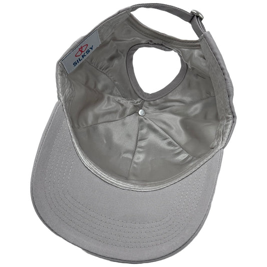 Satin-Lined Grey Ponytail Cap