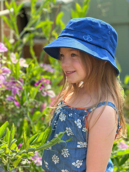 Satin-Lined Kids Blue Bucket Hat
