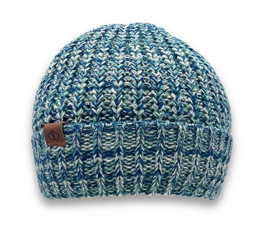 Satin-Lined Blue and Green Beanie