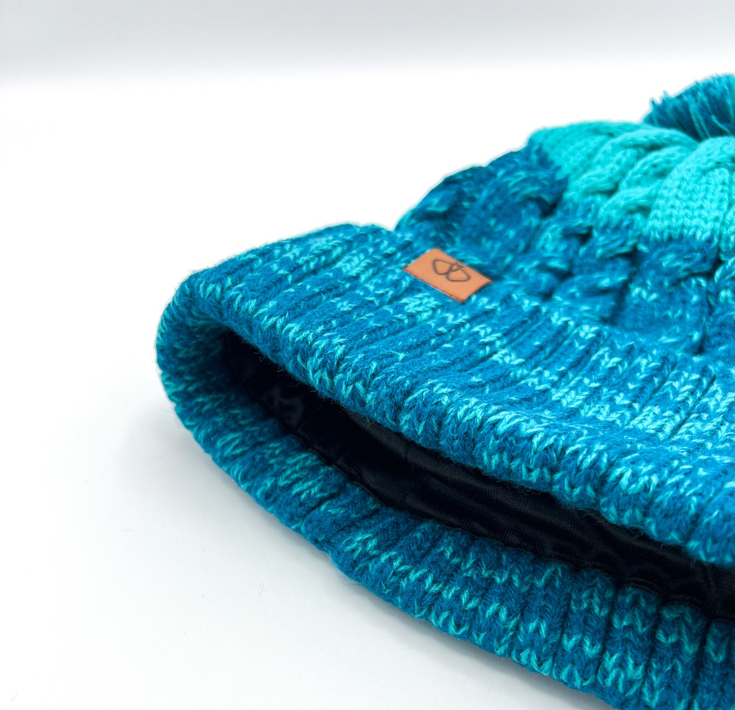 Satin-Lined Children's Blue and Blue Bobble Hat
