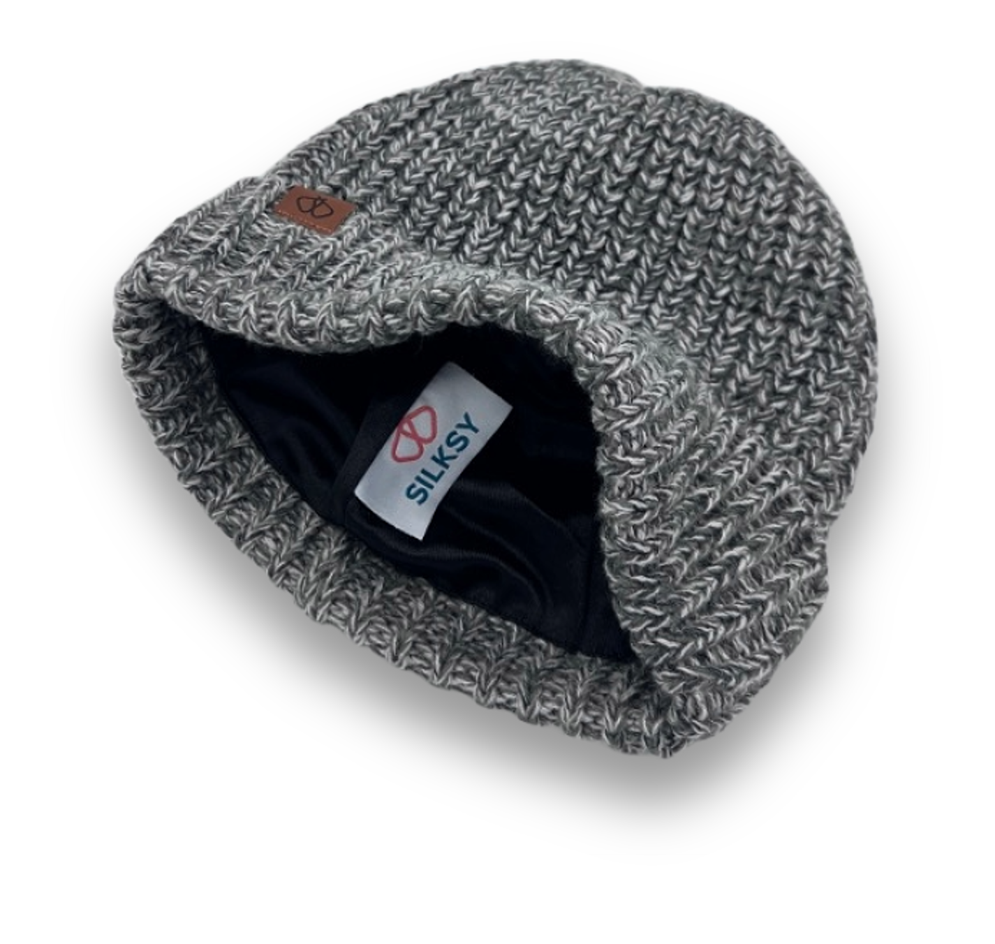 Satin-Lined Grey Beanie