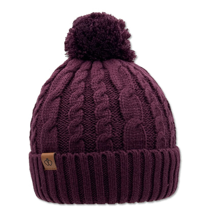 Satin-Lined Plum Bobble Hat