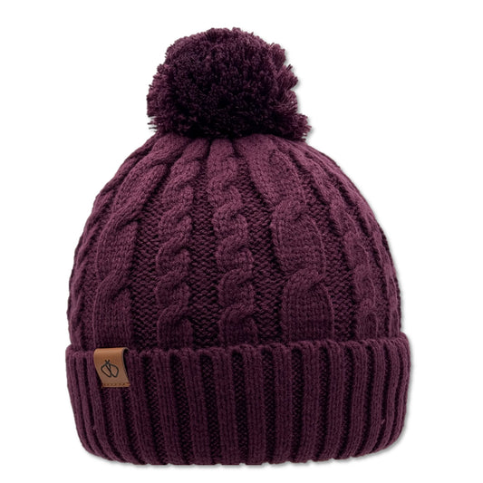 Satin-Lined Plum Bobble Hat