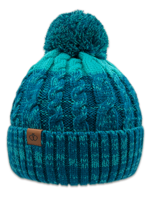 Satin-Lined Children's Blue and Blue Bobble Hat