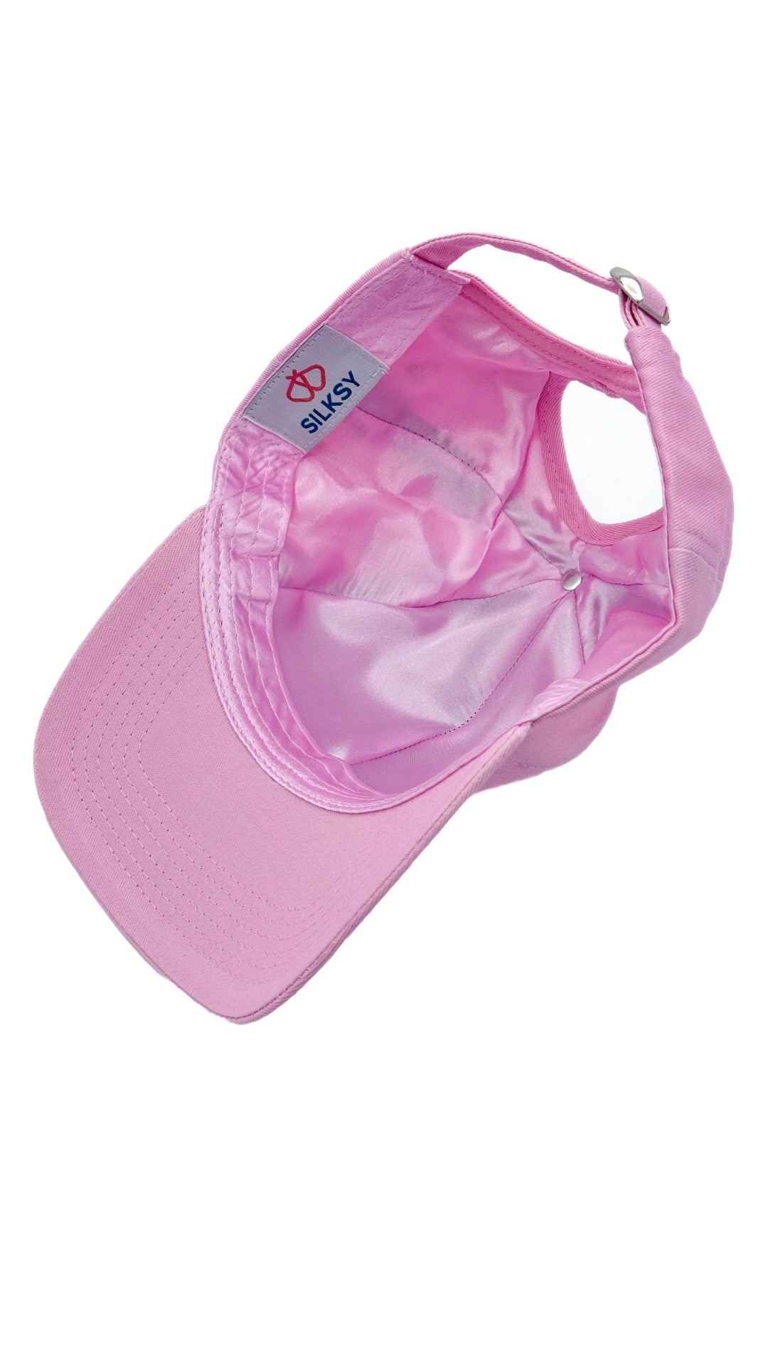 Satin-Lined Dusty Pink Ponytail Cap