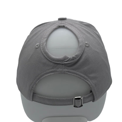 Satin-Lined Grey Ponytail Cap